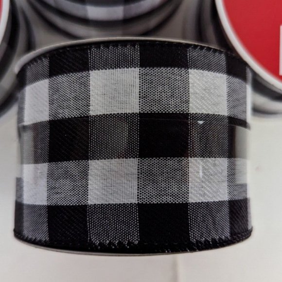 Buffalo‎ Check Plaid Black & White Jumbo Wired Ribbon 2 1/2 In 20 Ft Lot of 4. - Picture 4 of 4